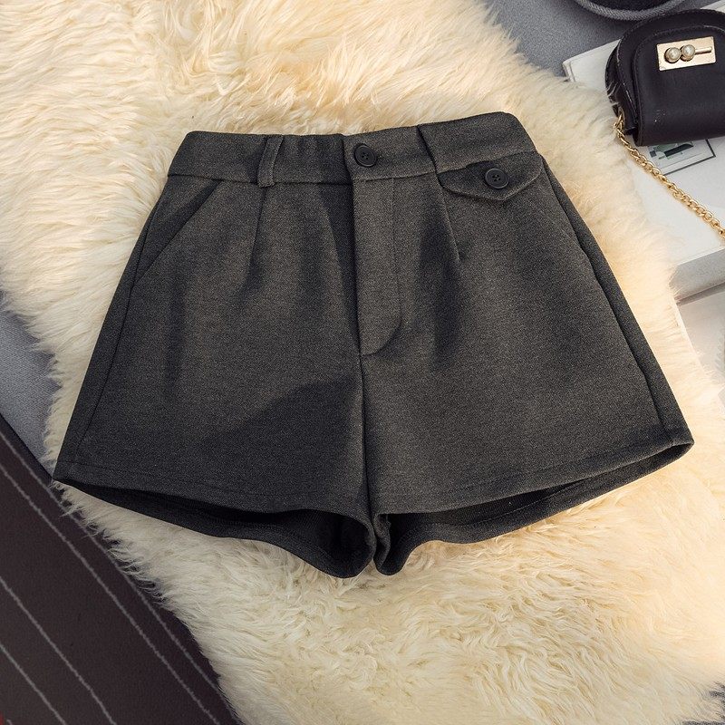 毛呢短裤女秋冬新款胖mm高腰阔腿裤梨形身材穿搭外穿靴裤,淘宝优惠券,粉丝福利购,淘宝优惠卷
