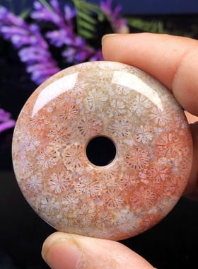 男女款天然珊瑚玉平安扣饰品直播