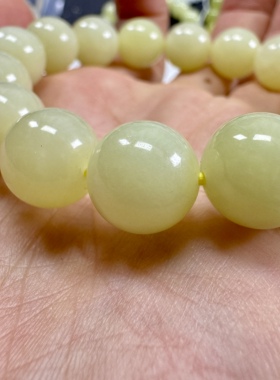 新疆料黄口手串12mm男女百搭鸡油黄浅黄肉底时尚明艳