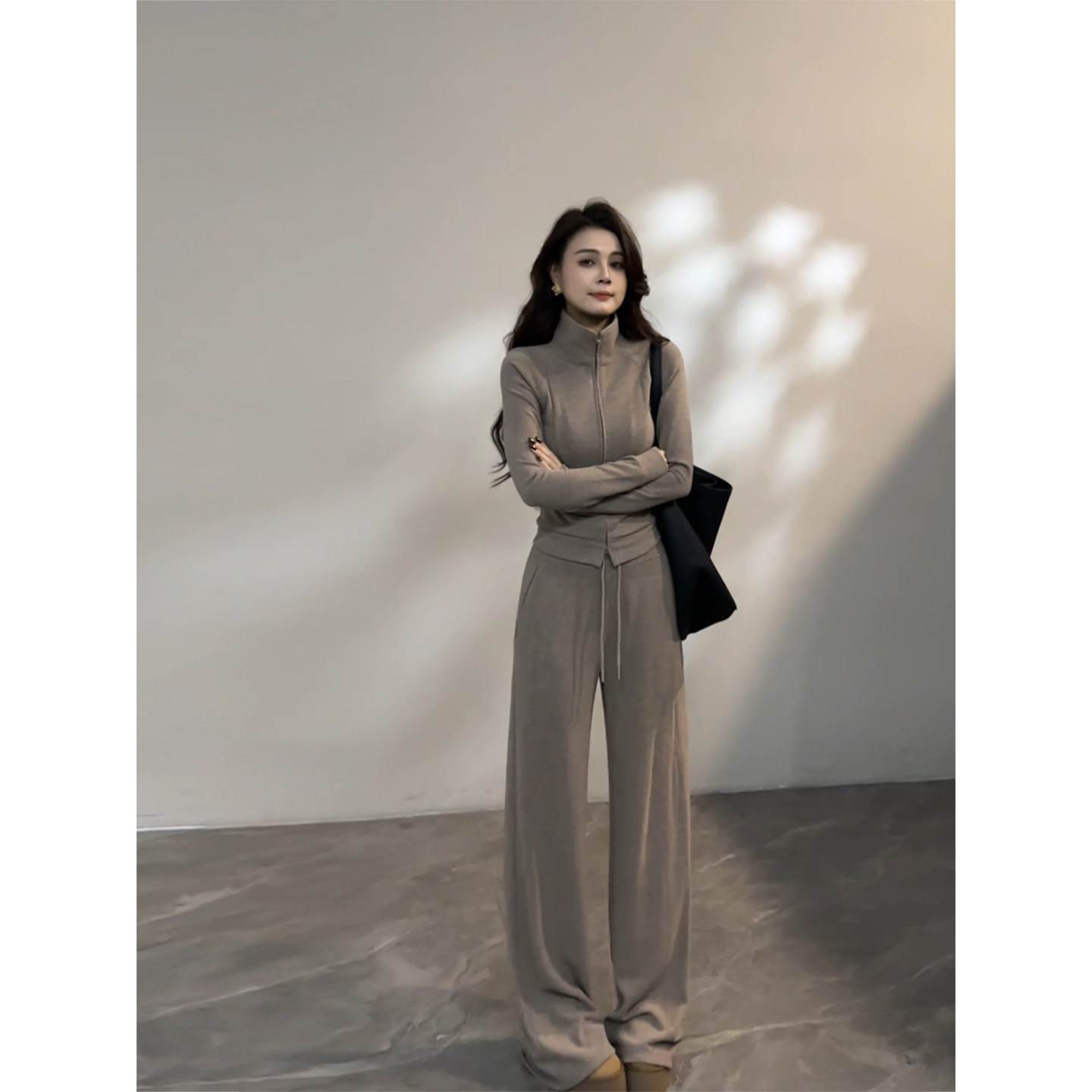 大婷婷 冬季新款休闲慵懒时尚套装上衣抽绳长裤阔腿裤长袖DT1692,淘宝优惠券,粉丝福利购,淘宝优惠卷