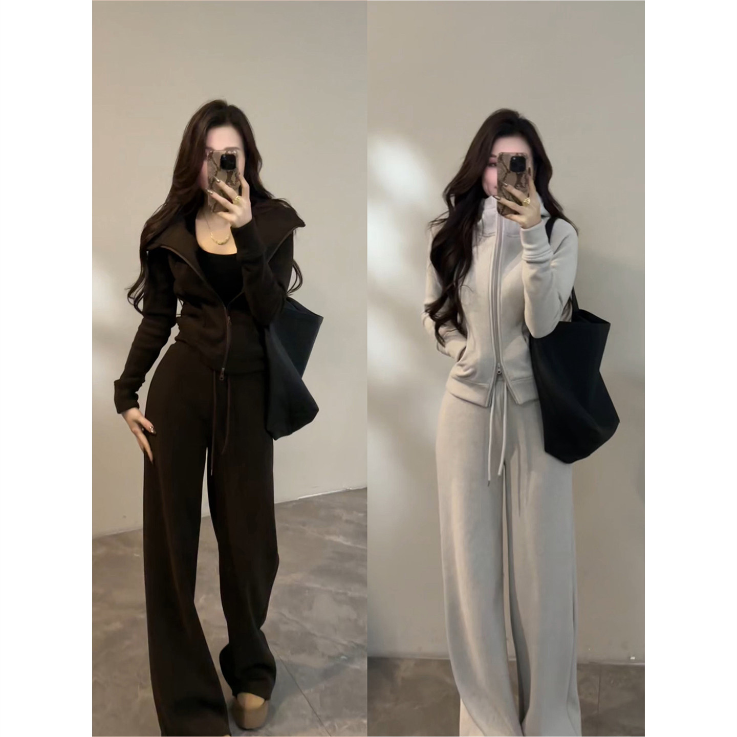 大婷婷 冬季新款慵懒显腿长时尚套装双拉链头上衣休闲连帽DT1761,淘宝优惠券,粉丝福利购,淘宝优惠卷