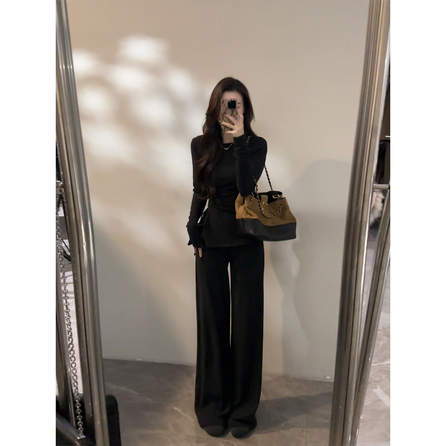 大婷婷 慵懒时尚套装褶皱设计秋冬新款显瘦百搭阔腿裤直筒DT1713,淘宝优惠券,粉丝福利购,淘宝优惠卷