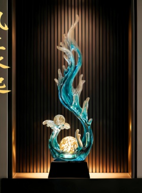 炫彩浪花发光摆件轻奢展厅场景布置万象纳福节日走访馈赠工艺件