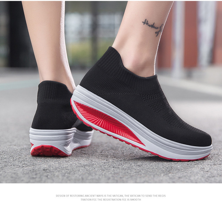 春夏网面厚底轻便耐穿透气摇摇鞋跑步运动轻便套脚袜子鞋35-42,淘宝优惠券,粉丝福利购,淘宝优惠卷