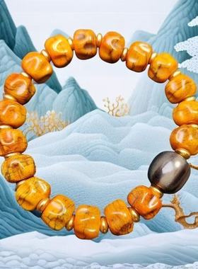 牦牛骨雕刻百香籽手链