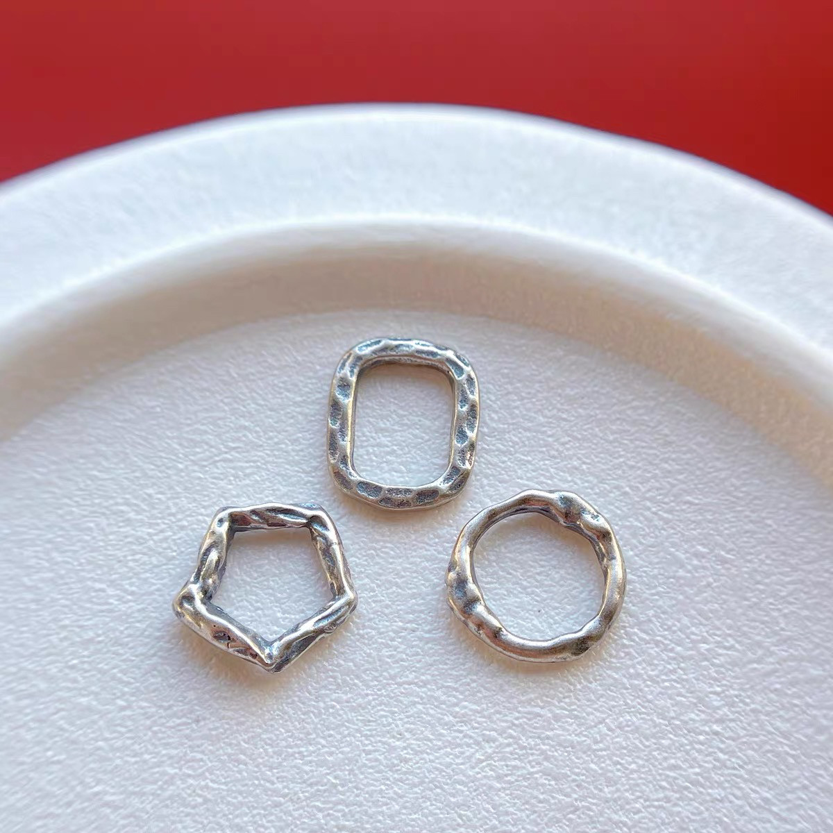 老银子配饰錾刻锤纹盘缠闭口环连接圈银环子三七银饰diy串珠编绳,淘宝优惠券,粉丝福利购,淘宝优惠卷