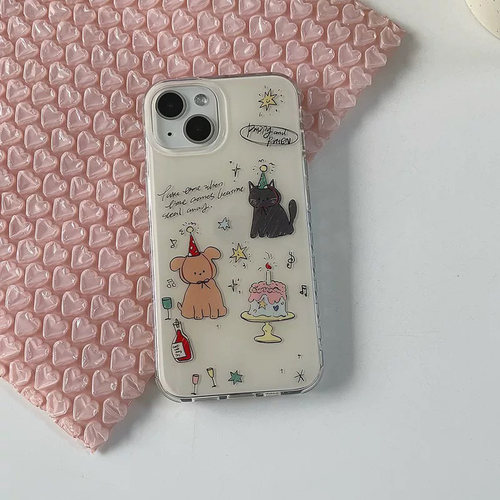 蛋糕猫咪小狗适用苹果17/16promax手机壳iphone14华为mate60pro奶油Pura70荣耀300女reno13保护套s20软小米15 - 图0