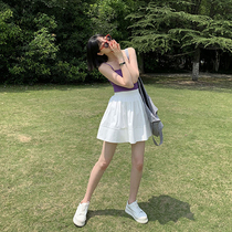 Pregnant woman half body dress 2022 new summer folds A character dress Korean version 100 hitch slim half skirt high waist trust short dress