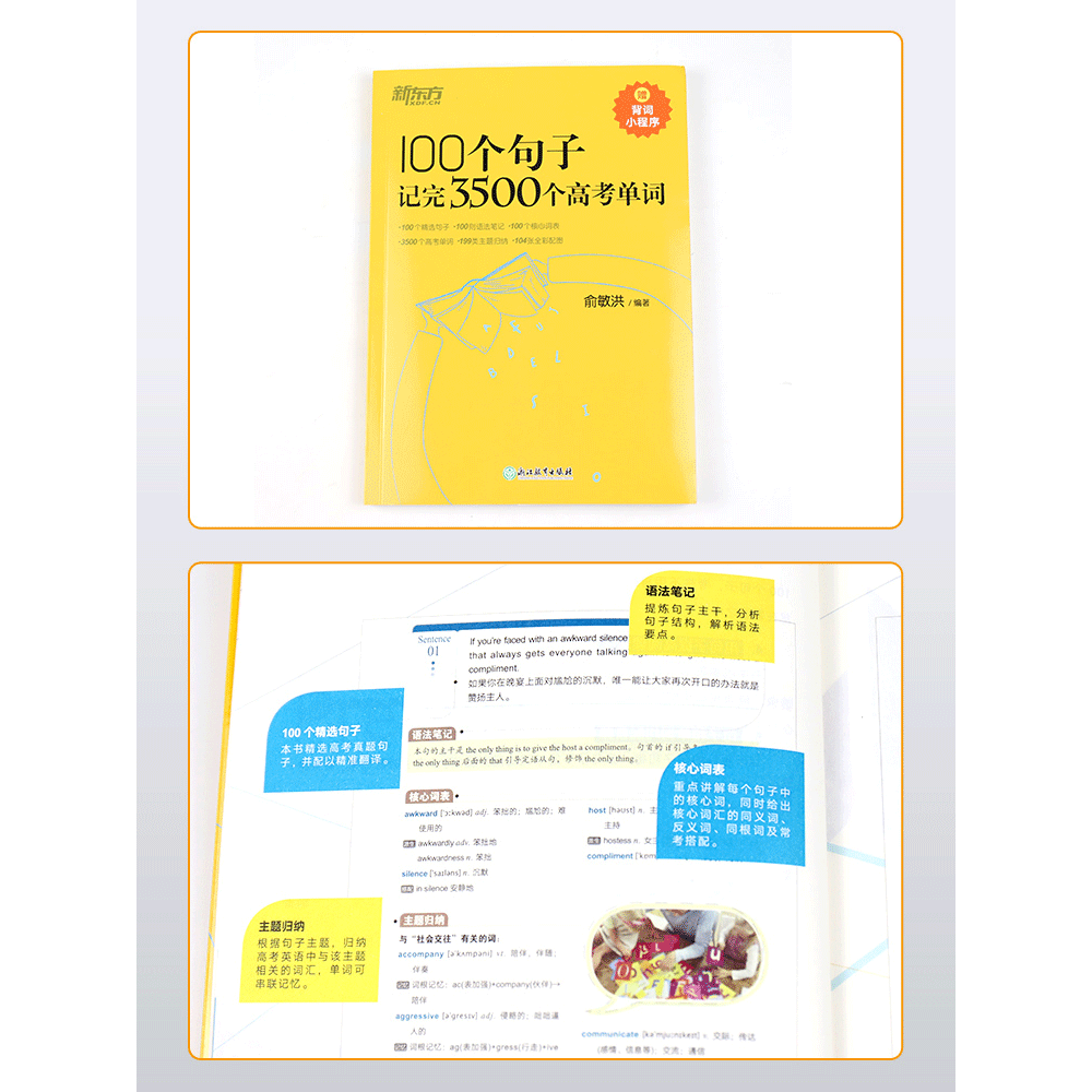 新东方高中英语词汇 100个句子记完3500个高考单词新东方3500词俞敏洪100个句子3500高考英语词汇2024年新高考英语词汇必备3500词-图2