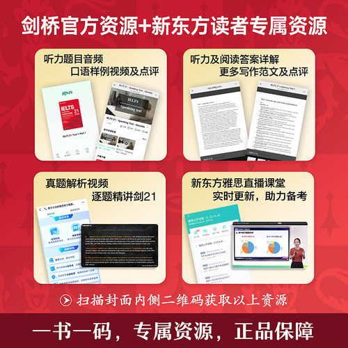 【官方旗舰正版】新东方剑桥雅思官方真题集4到20/21全套教材 剑雅真题精讲学术培训类IELTS备考2026剑21A类G类词汇阅读学习资料书 - 图1