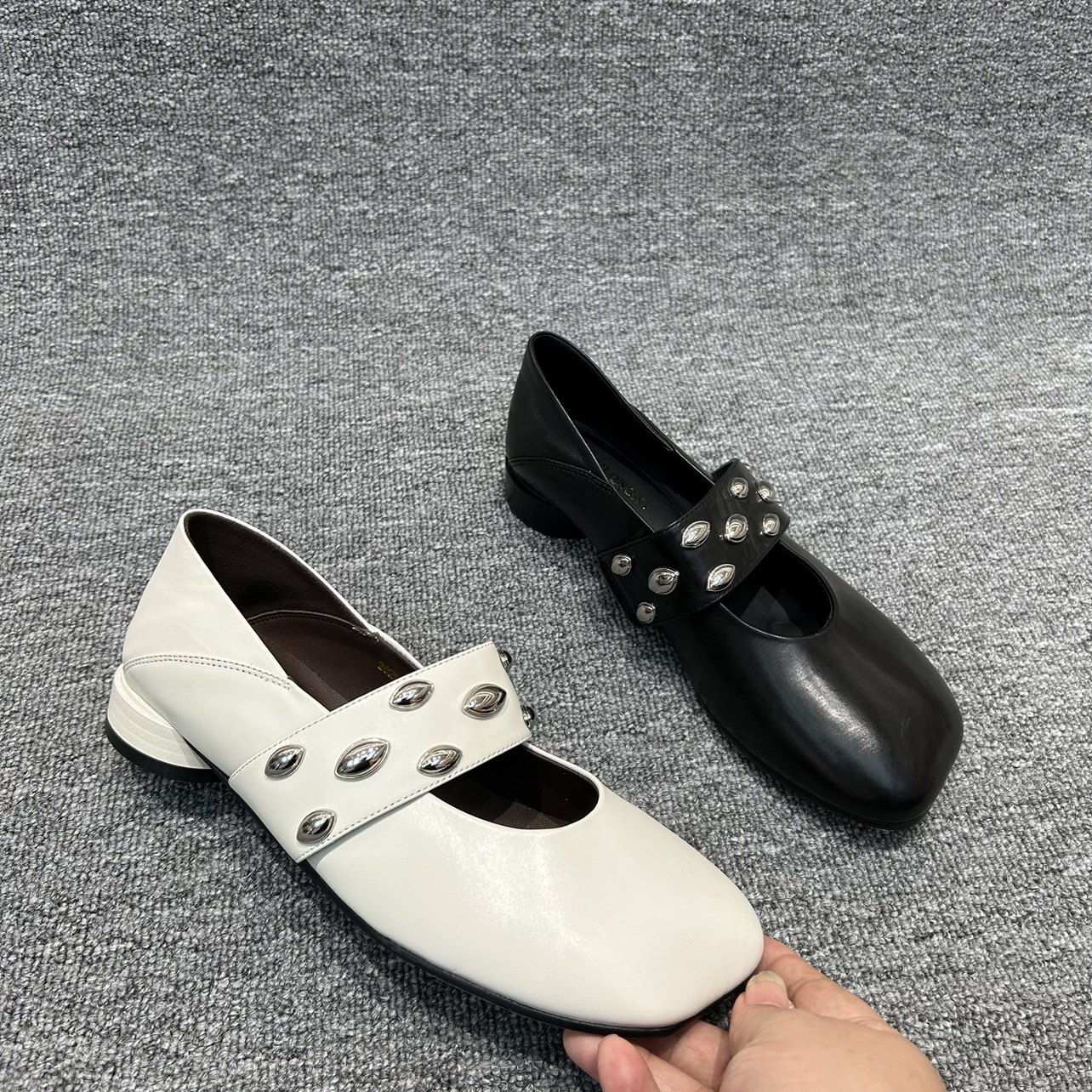 特价女鞋2025新款铆钉方头平底舒适百搭时尚单鞋胎牛皮玛丽珍,淘宝优惠券,粉丝福利购,淘宝优惠卷