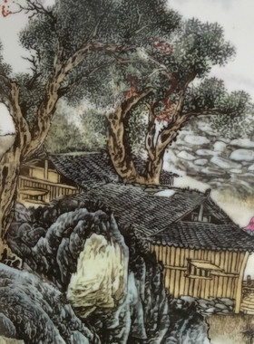 名家手绘大型实木框客厅装饰画
