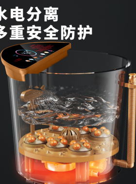云摇泡脚桶家用足浴盆木桶电加热恒温足浴器按摩冲浪养生洗脚盆