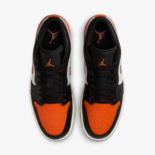 Nike男鞋Jordan 1篮球鞋AJ1扣碎黑白橙舒适休闲板鞋 553558-081 - 图1