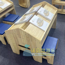 Kindergarten Early Education Childrens Library Reading Room Solid Wood Reading Table Painted Benches Special Bevels Study Desks And Chairs