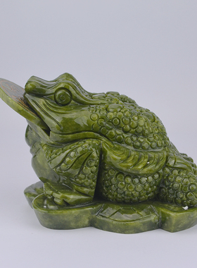 青玉金蟾招财客厅玉石三足蟾蜍