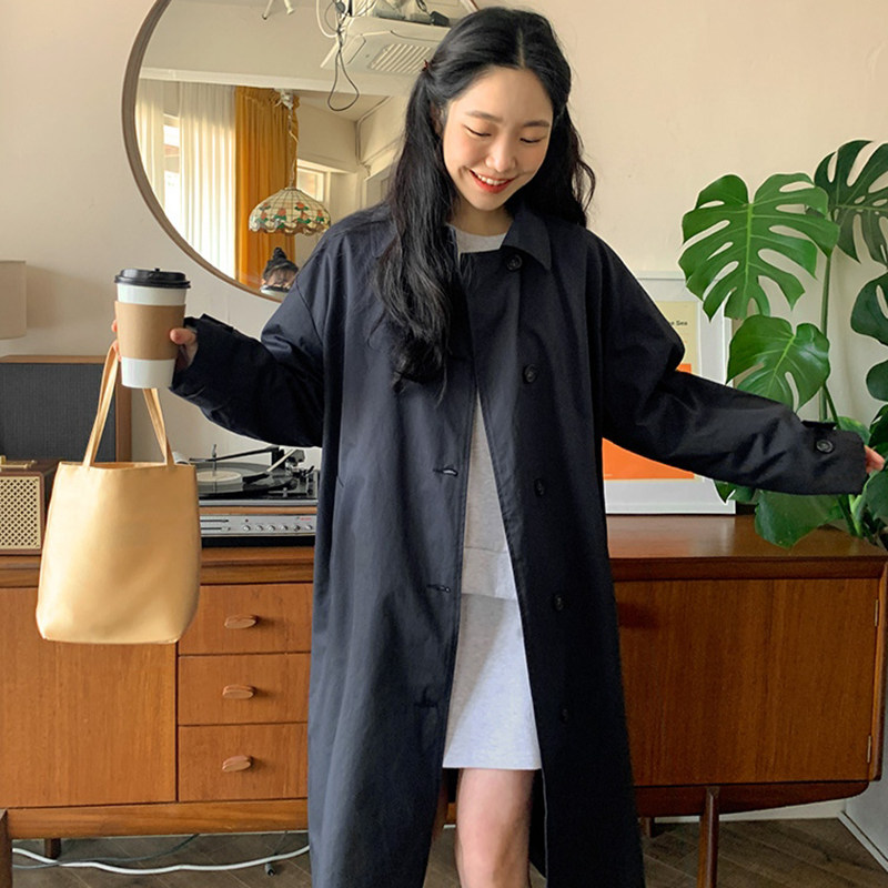 韩版刺绣风衣外套Coffee Longline Blazer Coat