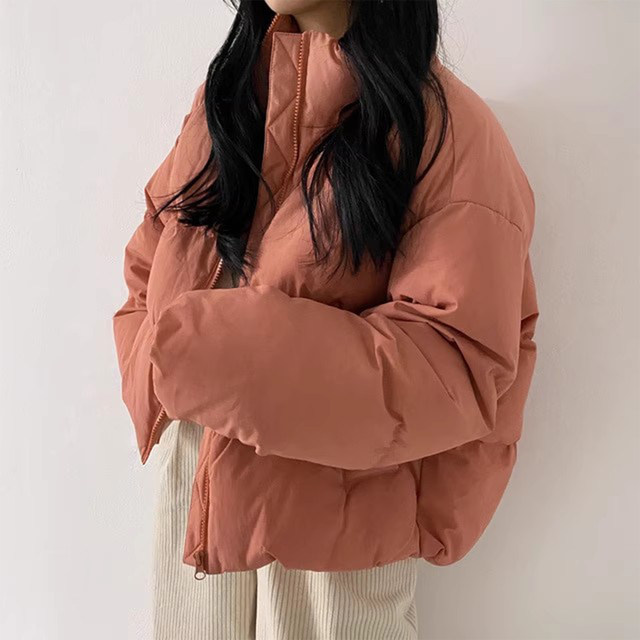 Retro stand collar hand stuffed cotton warm cotton jacket for women