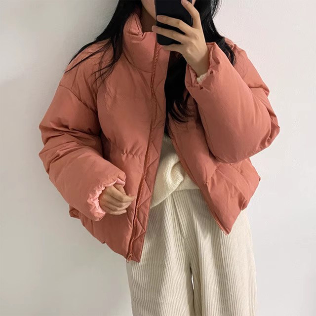 Retro stand collar hand stuffed cotton warm cotton jacket for women