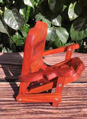 实木手机架红木微家具躺椅懒人手机支架花梨木创意木质桌面小摆件