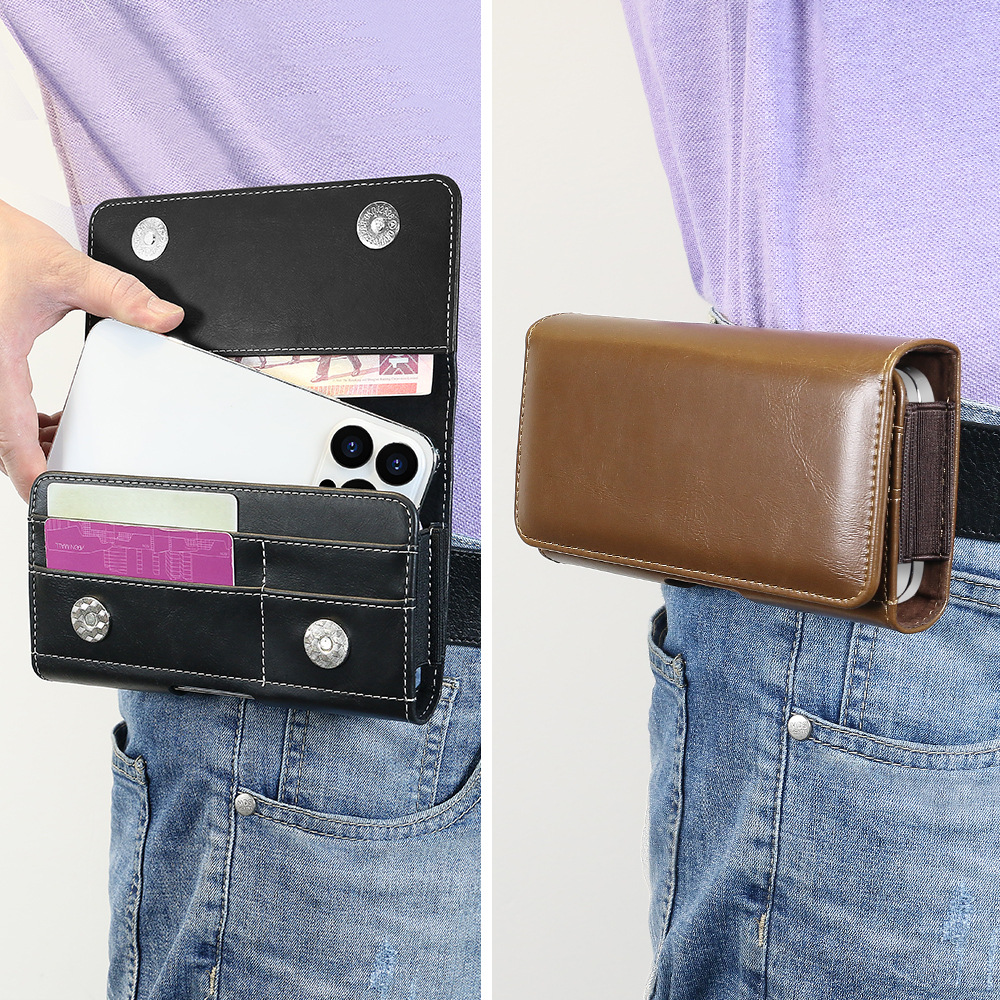 双层手机腰包横款穿皮带挂腰包磁吸扣皮套通用6.5/6.7/6.8寸双格 - 图3