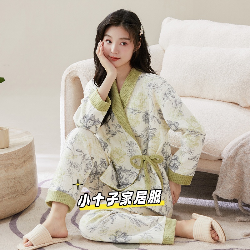 月子服秋冬季加厚孕妇睡衣产后喂奶小个子可调节宽松产妇带胸垫 - 图2