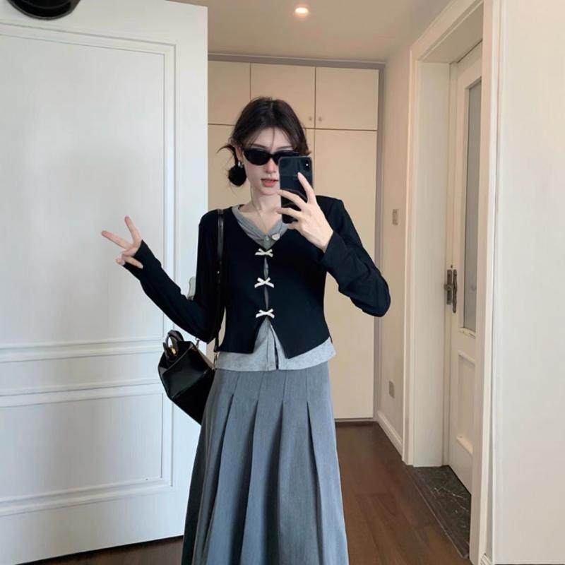 大码女装初秋穿搭高级感套装假两件针织衫胖MM显瘦百褶裙子两件套,淘宝优惠券,粉丝福利购,淘宝优惠卷