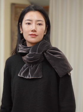 真丝丝绒护脖颈保暖围脖丝巾