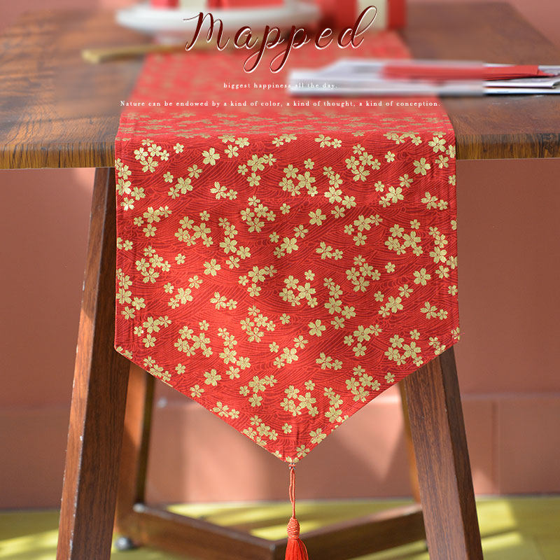 红色桌旗喜庆结婚电视柜茶几长条桌布盖布日式家用桌巾床尾巾家用,淘宝优惠券,粉丝福利购,淘宝优惠卷