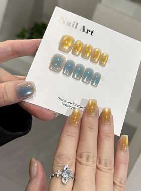 NailArt海盐芝士穿戴甲高级显白短方款ins纯欲风氛围感美指甲贴片