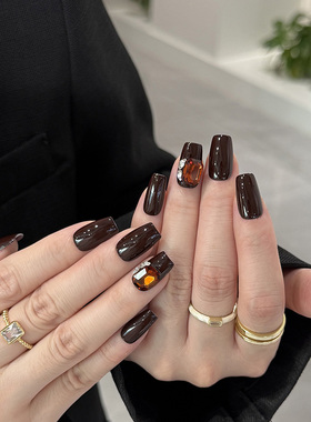 NailArt车厘子堆钻款穿戴甲高级显白短中长梯ins纯欲风氛围感美甲