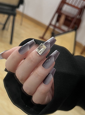 NailArt渐变空间法式穿戴甲高级显白中长梯纯欲风氛围感美甲贴片