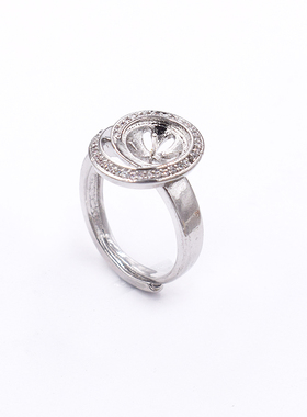 925银镀金配件珍珠镶嵌戒指空托