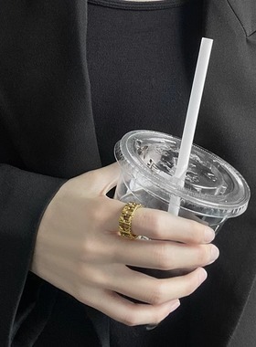 原创潮牌黑金戒指女铜镀古金戒指曙光复古潮男个性开口指环