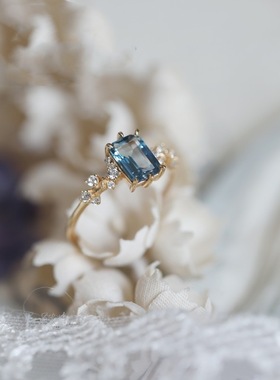 Bleu nuit蓝夜幻想曲 沦陷了 浓郁伦敦蓝托帕石锆石开口戒指