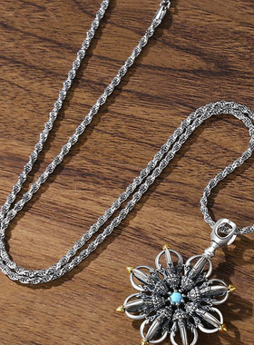 新款莲花降魔杵吊坠男士降魔杵项链女个性复古小众挂绳毛爆款