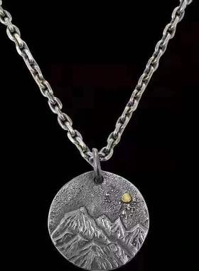 复古泰银山盟海誓情侣款吊坠项链男女百搭首饰饰品七夕节礼物