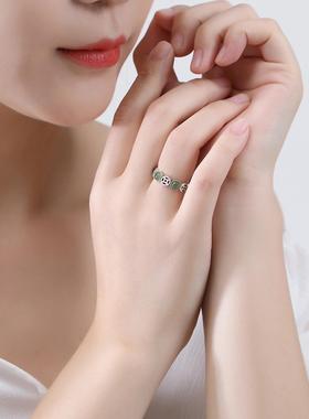 泰银南红铜钱开口戒指女复古个性百搭国风开口可调节食指戒