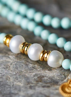 绿松石多宝挂脖吊坠挂绳玉坠玉佩