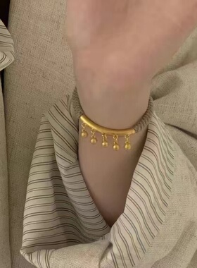 复古弯管转运铃铛编绳手链女简约