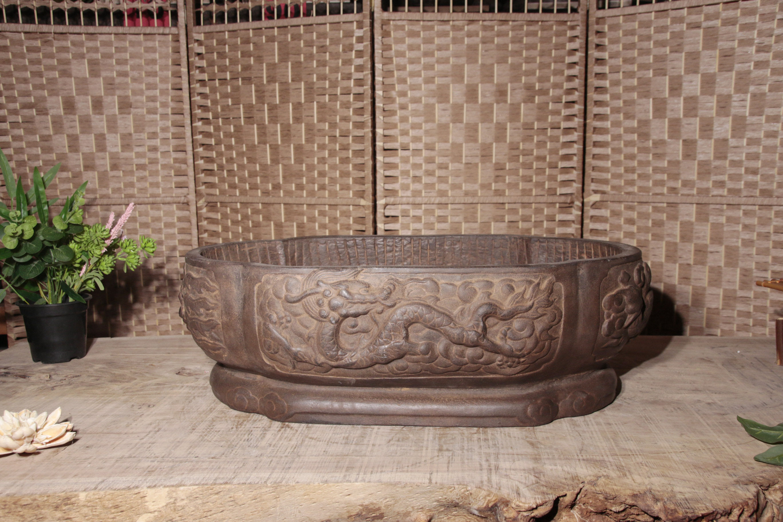 中国风仿青石禅意造景盆海棠口鱼缸,淘宝优惠券,粉丝福利购,淘宝优惠卷