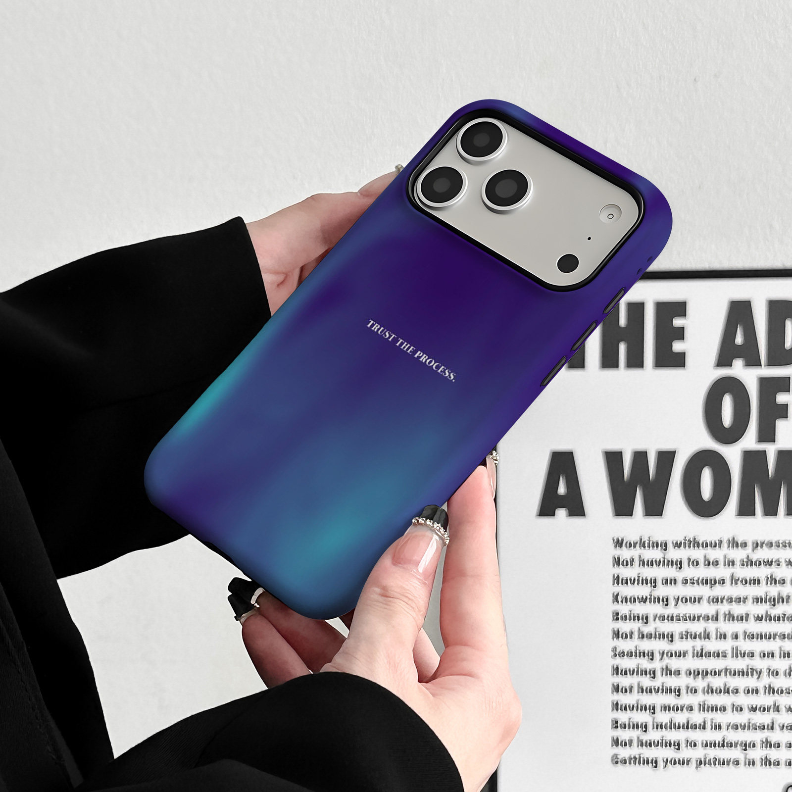 机绘主义适用于苹果iPhone17ProMax手机壳16 15 14Plus13 12 11ProMax二合一磁吸新款防摔保护套渐变蓝紫英文,淘宝优惠券,粉丝福利购,淘宝优惠卷