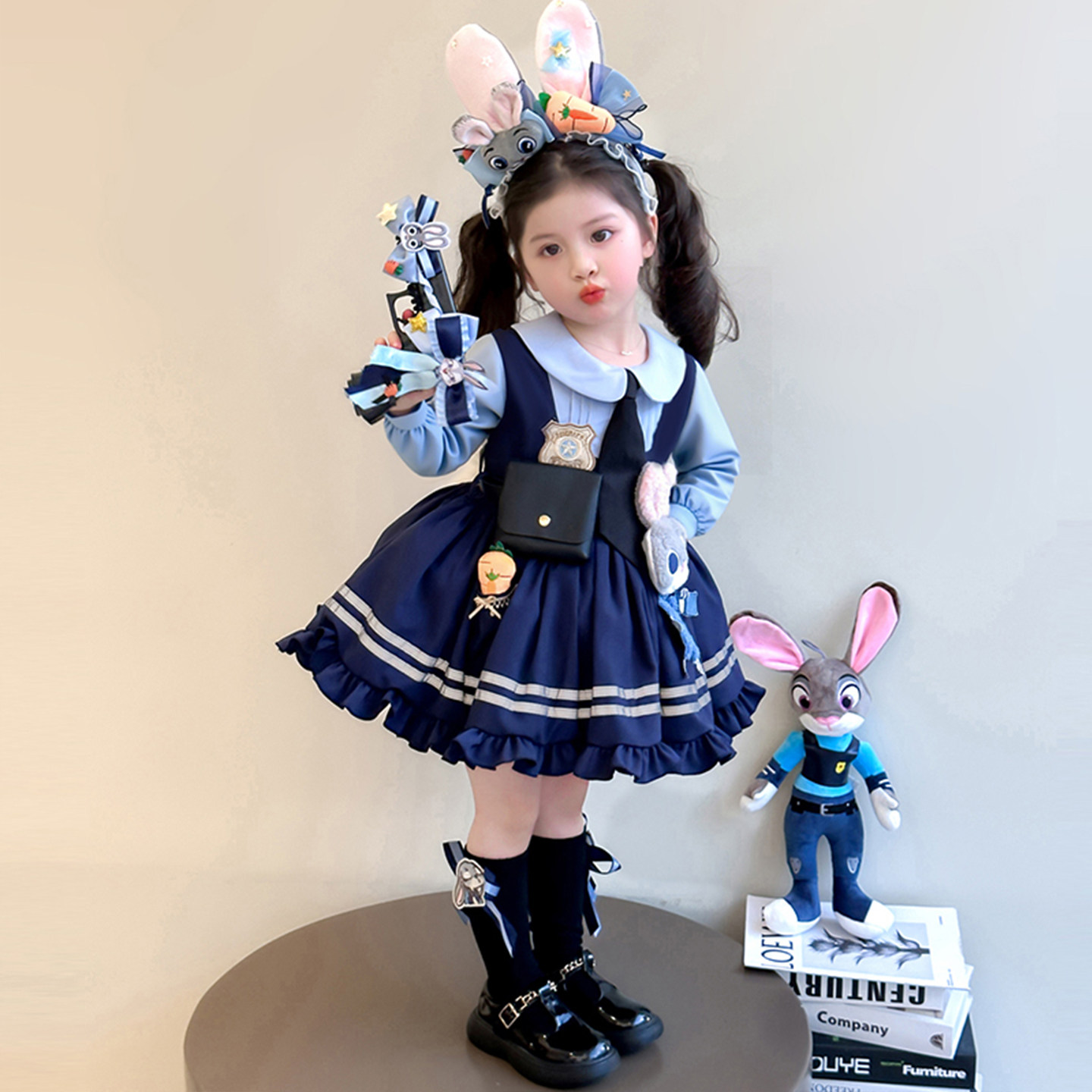 女童兔子警官朱迪cos服女孩洛丽塔公主生日礼服迪士尼加绒连衣裙,淘宝优惠券,粉丝福利购,淘宝优惠卷