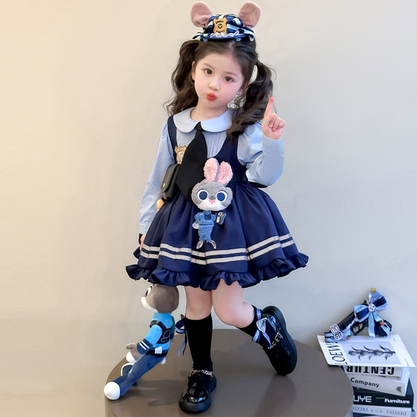 女童兔子警官朱迪cos服女孩洛丽塔公主生日礼服迪士尼加绒连衣裙,淘宝优惠券,粉丝福利购,淘宝优惠卷
