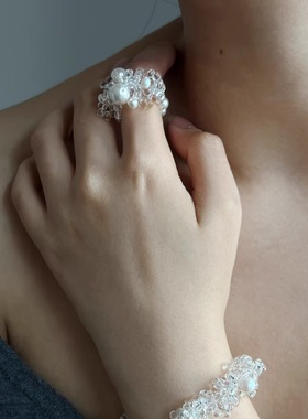 JINWAN织雾原创碎冰珍珠戒指