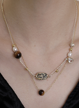 JINWAN原创自然金虎眼石项链女