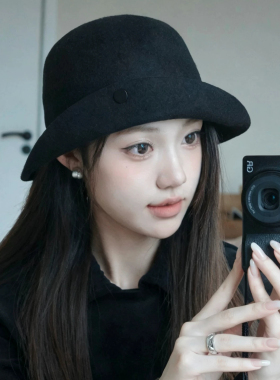 张婧仪同款羊毛呢保暖显脸小礼帽