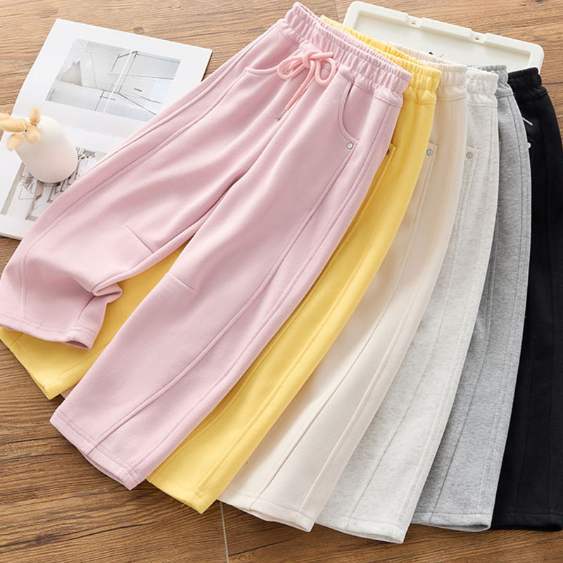 好版型女童洋气铆钉直筒香蕉裤春秋中大儿童百搭弯刀裤奶奶裤 - 图0