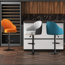 Барный стул 轻奢吧台椅升降旋转现代简约高脚凳子家用酒吧前台收银台靠背吧椅