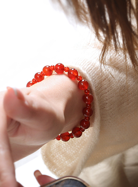 红玛瑙手链女士天然水晶手串